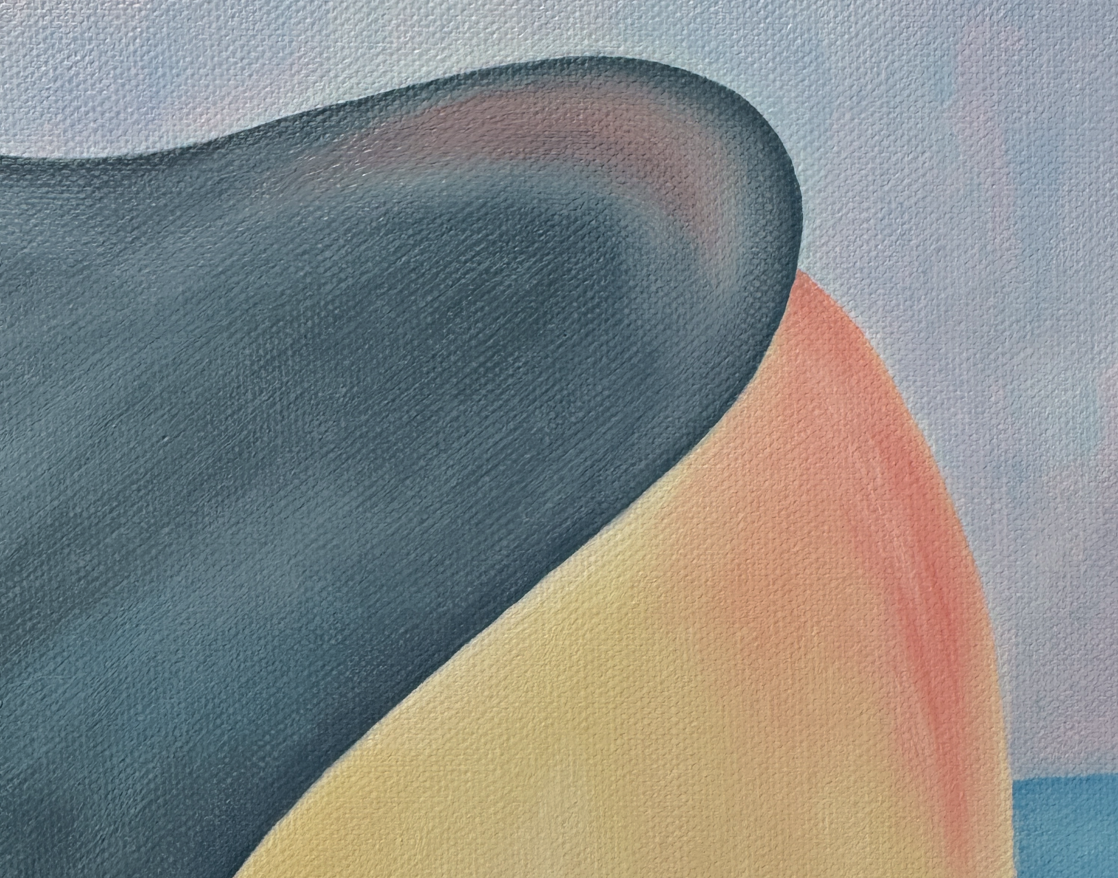 фрагмент картины, изображающий нос косатки на фоне неба, масло, холст